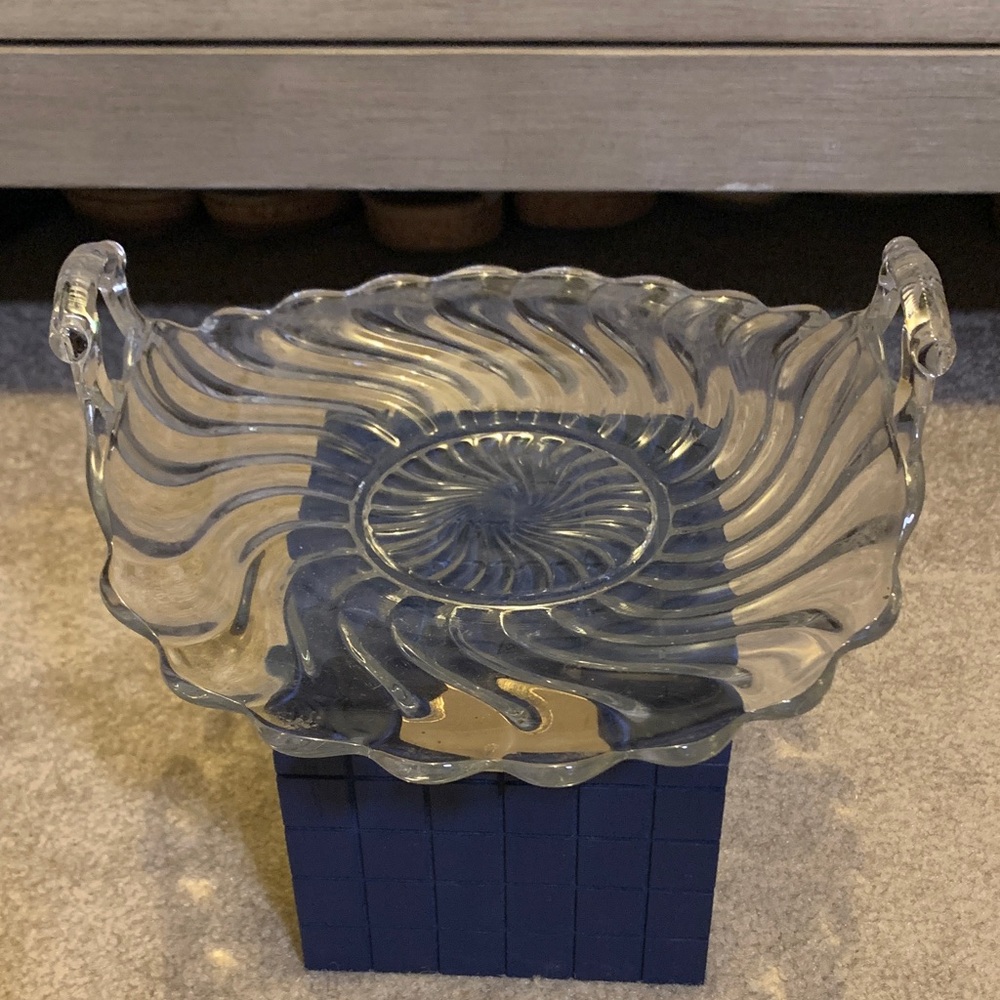 Vintage Fostoria Handled Glass Muffin Tray